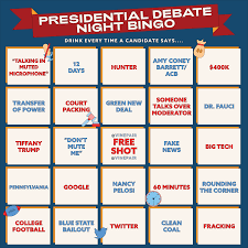 2020 Final Presidential Debate Bingo Card Drinking Game News Akmi