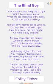 The Blind Boy Poem By Colley Cibber Poems English Words Words