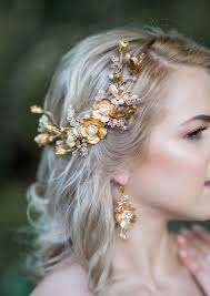 Bridal Flower Large Hair Comb ELLIE Gold