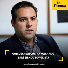 El político y abogado Yon Goicoechea se pronunció sobre la carta de María  Corina Machado dirigida a al presidente interino, Juan Guaidó tras la  reunión que tuvieron. El político acudió a Twitter