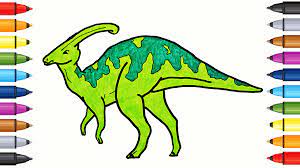 Drawing And Coloring Parasaurolophus Coloring Dinosaurs With Colored Markers Dinosaur Drawing Dinosaur Coloring Pages Animal Drawings