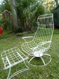 Mid Century Modern High Back Wire Patio Lounge Chair Ottoman Salterini Eames Era Patio Lounge Chairs Vintage Patio Furniture Chair And Ottoman