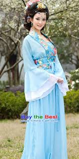 Traditional Chinese Blue Wide Sleeve Clothing For Women Chinese Dress Traditional Fashion Chinese Gown
