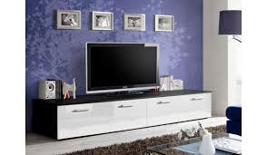 Meuble tv noir et blanc. Meuble Tv Bas 2m Noir Blanc Pour Salon