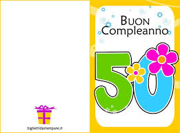 Potrai preparare i biglietti auguri stampando quelli che preferisci e compilandoli con i tuoi messaggi di auguri: Compleanno Cinquanta Anni Compleanno Buon Compleanno Auguri Di Buon Compleanno