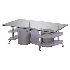 ( 4.5) out of 5 stars. High Gloss Lacquer Coffee Table With Glass Top Faux Leather Stools And Stool Storage Gray