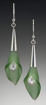 Color Calla Lily Earrings By Eloise Cotton Glass Silver Pearl Earrings Artful Home In 2021 Silver Pearl Earrings Lily Jewelry Fancy Earrings
