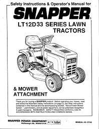 Fortunately it's super easy to tighten a belt on a snapper mower. Snapper Lt12d 33 Lawn Mower User Manual Manualzz