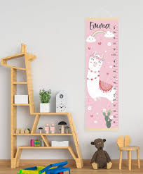 lama growth chart lama nursery art canvas personalized height chart baby nursery decor cute animals baby shower gift