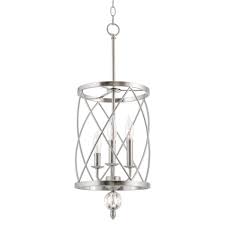 Kira Home Eleanor 13 3 Light Foyer Light Pendant Chandelier Cylinder Metal Shade Adjustable Height Brushed Nickel Walmart Com Walmart Com