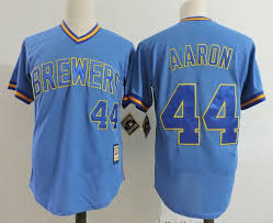 Find the latest in hank aaron merchandise and memorabilia, or check out the rest of our mlb baseball gear for the whole family. Men S Milwaukee Brewers 44 Hank Aaron Light Blue Pullover Throwback Cooperstown Collection Stitched Mlb Mitchell Ness Jersey On Sale For Cheap Wholesale From China