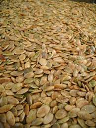 Roasted Pumpkin Seeds No Shells Spray Rimmed Cookie Sheet Lightly With Olive Oil Arrange Raw Pump Pumpkin Seed Recipes Pumpkin Seeds Shelled Pumpkin Seeds