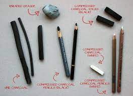 Charcoal Tools For Charcoal Drawing Vine Charcoal Sticks Compressed Charcoal Sticks Kneaded Eraser Cha Vine Charcoal Drawing With Charcoal Charcoal Drawing