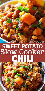 This Smoky Slow Cooker Sweet Potato Chili Makes A Particularly Great Meal On A Cool Day Althou In 2020 Slow Cooker Sweet Potatoes Sweet Potato Chili Slow Cooker Chili