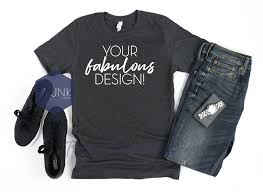 Dark Grey Heather Bella Canvas 3001 Shirt Mock Up Mens Shirt Etsy Shirt Mockup Colorful Shirts Mens Shirts