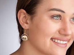 Elephant Earrings, Hand Cut Thailand Elephant Coins, Elephant Jewelry,  Elephant Earrings, 3/4" in Diameter, ( # 297E )