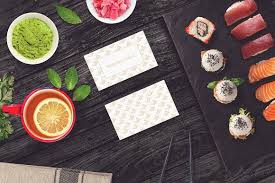 Sushi Bar Business Card Mock Up 4 Business Card Mock Up Sushi Bar Food Mockup