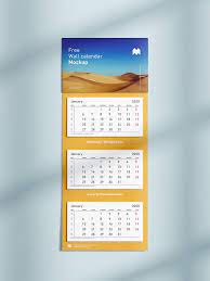 Free calendar design psd template. Free 3 Panel Wall Calendar Mockup Free Mockup