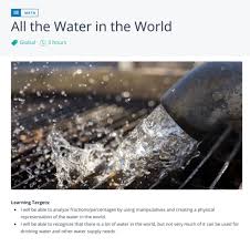 Looking For A Connection Between Science And Math Investigate Water In The World And What Percentage Of That Water Is Drin Math Learning Targets Manipulatives