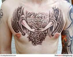 This angel is of a male image in prayer. 86 Graceful Angel Tattoos For Chest