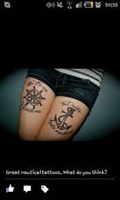 Matching Thigh Tattoos Tattoos Girl Thigh Tattoos Anchor And Wheel Tattoo