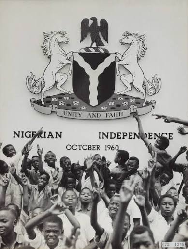 Young Nigerian children celebrate their country's independence, circa  October 1960. On this day in 1960 [65 years ago], Nigeria 'gained  independence' from the United Kingdom. Photo credit: National Archives of  the Netherlands #