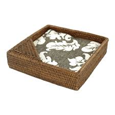 Made of tightly woven rattan. Large Square Rattan Napkin Holder