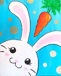 Funny Bunny Kids Canvas Art Kids Canvas Painting Bunny Painting