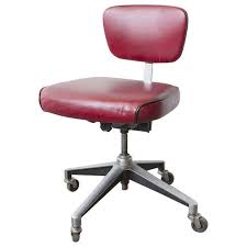 1960s cast aluminum steno chair with red leather seat leather seat chair office chair