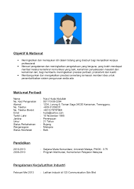 Cara untuk edit/kemaskini maklumat resume. Contoh Resume Bahasa Melayu Nengu