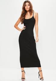 Bring It Back To Basics And Look Effortless With This Black Maxi Dress Featuring Ribbed Fabri Ribbed Maxi Dress Body Con Dress Outfit Black Ribbed Midi Dress