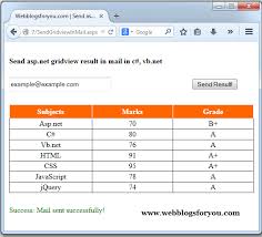 What changes to make in. Send Asp Net Gridview Data In Smtp Mail In Asp Net C Vb Net Aspneto