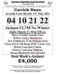 Draw number 64 of 2021. Screen Shot 2021 05 13 At 21 21 29 Carrick Swan Hurling Football Camogie Club