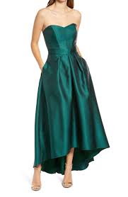 Women S Alfred Sung Strapless High Low Ballgown Size 16 Green In 2021 Ball Gowns Ball Gown Skirt Strapless Dress Formal