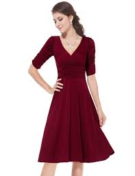 3 4 Sleeve Ruched Waist Classy V Neck Casual Cocktail Midi Dress 4 16 Casual Cocktail Dress Short Dresses Casual Formal Dresses For Women