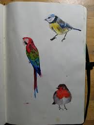 Bird painting, acrylic fine art print, 10x10, 8x8 square bird print, 5x5 bird print, bird lovers gift, chickadee print. Bird Practice With Acrylic Paint Acrylic