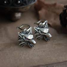 Earrings Wolf. Witcher Earrings. The Witcher silver – купить на Ярмарке  Мастеров – L36L8COM | Earrings, Moscow