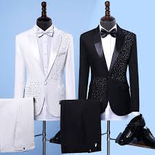 A black suit is in theory, the staple of all staples with regards to formal attire. Jacket Pants Bowtie New Fashion Brand Men Suits Black White Sequins Wedding Slim Fit Shop Dance
