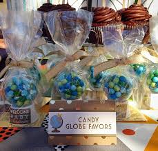 Sixlets Globe Party Favors Welcome To The World Baby Shower Theme Adventure Baby Shower Travel Baby Showers Baby Shower Party Favors
