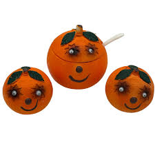 Buy Vintage Ceramic Googly Eyes Anthropomorphic Orange Fruit Funny Retro  Midcentury Salt Pepper Shakers & Sugar Bowl Online in India