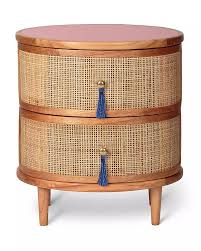 Kinship Rattan Pink Bedside Table In 2020 Pink Bedside Tables Bedside Table Inspiration Blue Bedside Tables