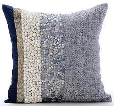 Navy blue silk pillows, silver pillows, decorative throw pillows, blue cushion, silver sequin pillows, geometric pillows, mother's day gifts. 16x16 Decorative Navy Blue Couch Throw Burlap Etsy In 2021 Pillows Silver Pillows Cushion Design