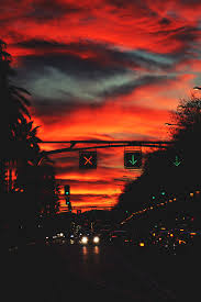 Eternal sunset lamp um yes. New York Sunset Photography Cars Sky City Sunset Lights Clouds Palm Trees Street Orange Ny Sunset City Sky Aesthetic Sunset Photography