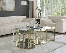 Sei 5 Gold Coffee Table 205 Ct 5pc Meridian Furniture Coffee Tables Coffee Table Modular Coffee Table Gold Coffee Table