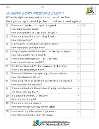It's converting the statement(s) of the problem into equation(s) to solve. Basic Algebra Worksheets Word Problems Year 8 Printa Criabooks Criabooks Basic Algebra Worksheets Word Problems Problem Solving Worksheet