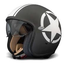 Premier Jet Vintage Helmet Black White Star Helm Motorrad