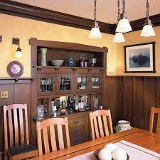 Chair rail moldings installed along the walls first came into use as a buffer to prevent the backs of chairs from hitting delicate plaster walls in dining rooms, where chairs were constantly being moved back and forth around the table. Wood Wainscot Revival Design For The Arts Crafts House Arts Crafts Homes Online