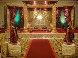 Maroon Ivory And Green Open Style Mandap Wedding Backdrop Decorations Mandap Hindu Wedding