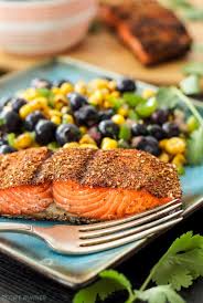 Southwest Grilled Salmon With Blueberry Corn Salsa Grilled Salmon Healthy Recipes Recipes