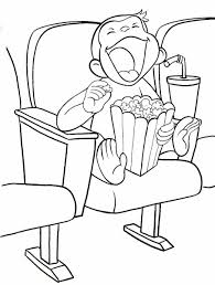 Curious George With Popcorn Printable Coloring Book Page For Kids Monkey Coloring Pages Coloring Pages Curious George Coloring Pages